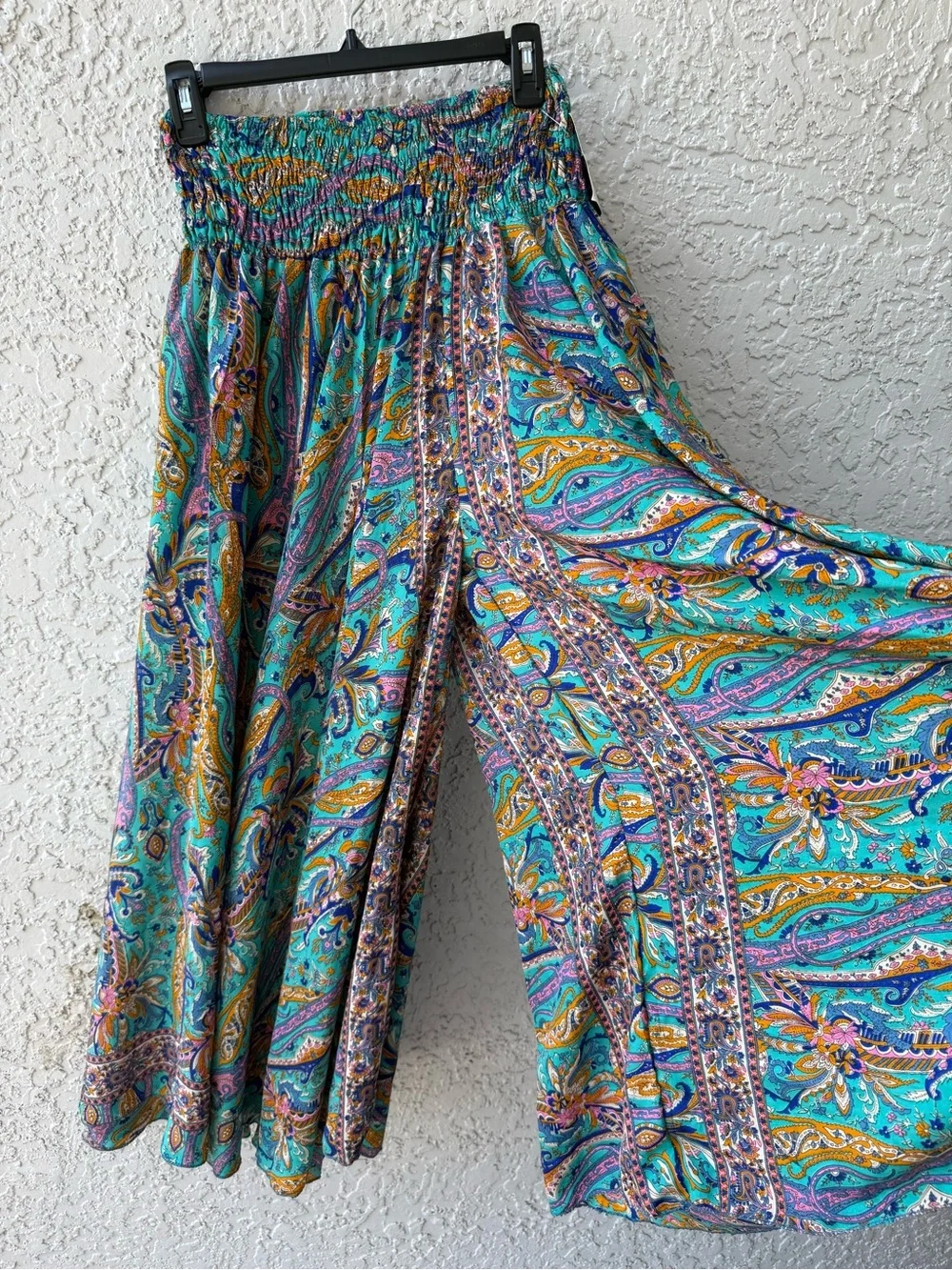 Bohemian Wide-Leg silky Paisley Palazzo Pants one size